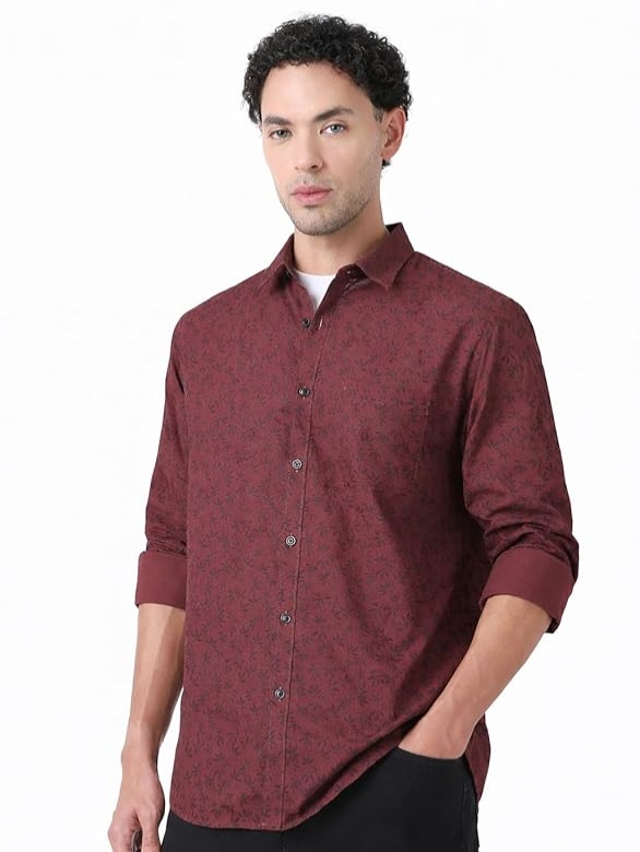 Peter England Men Cotton Leafy Print Shirt Peter England Men Cotton Leafy Print Shirt