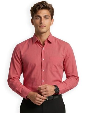 Peter England Men Formal Red Shirt