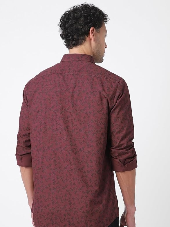 Peter England Men Shirt Leafy Print Back View Peter England Men Shirt Leafy Print Back View