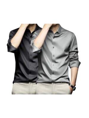 deelmo combo of men satin casual shirt pack of 2