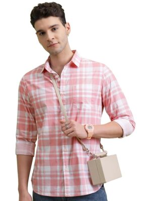 highlander men checkered cotton casual shirt