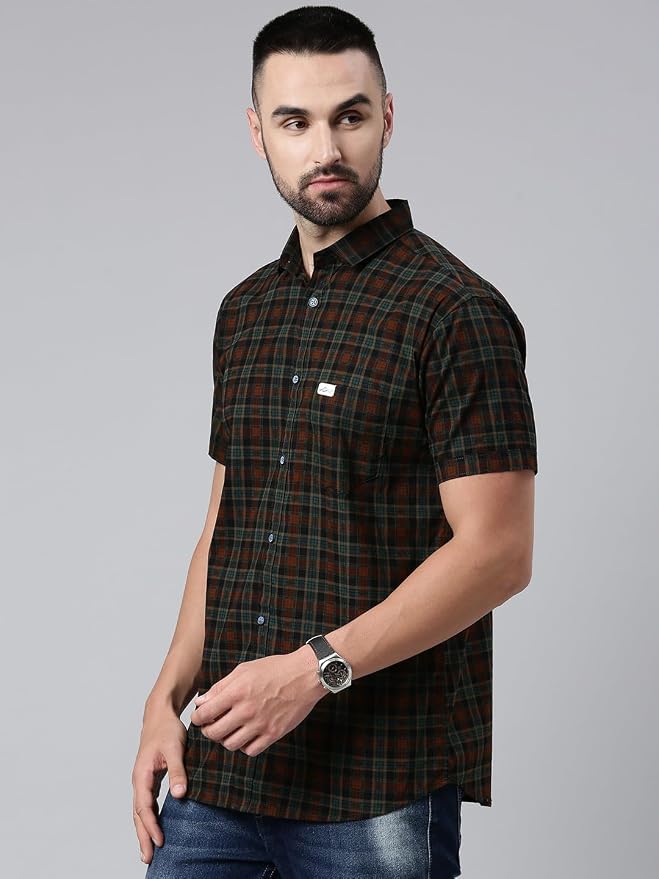 majestic man men checkered cotton shirt side view majestic man men checkered cotton shirt side view