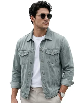 urbano fashion men regular fit washed denim jacket