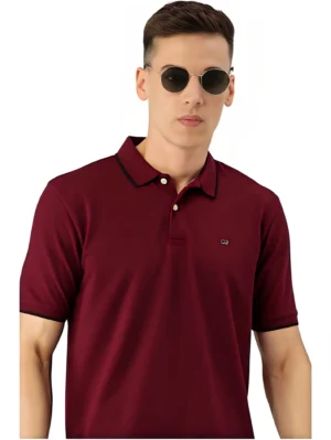 peter england men snug fit solid polo t shirt