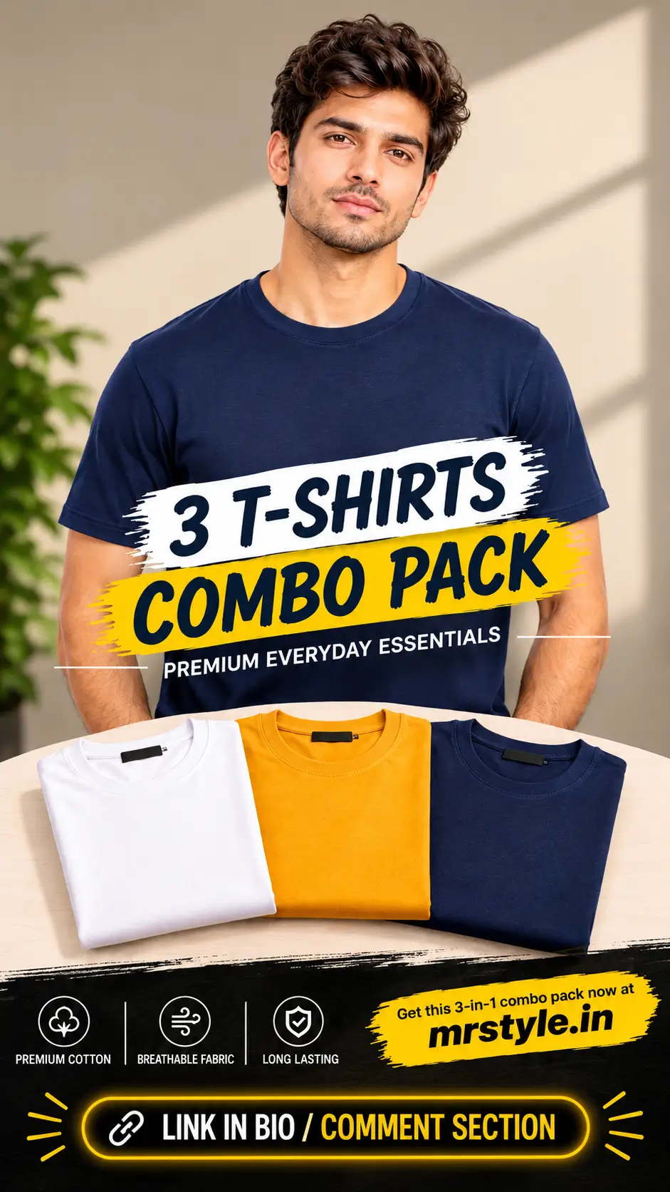 (3 t shirt 1 combo pack)